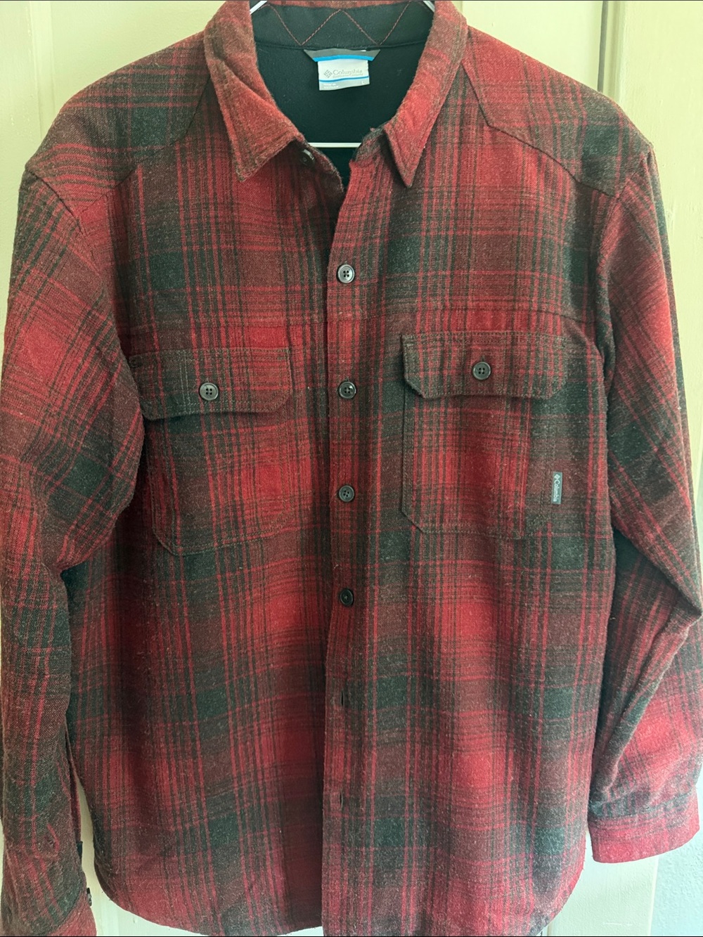 Columbia Red and Black Plaid Flannel Shirt Jacket